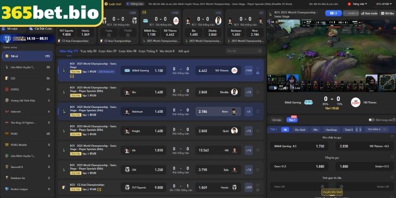 Giới thiệu tổng quan về sảnh E-sports 365Bet
