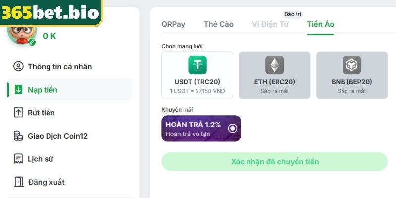 Lựa chọn mục giao dịch và hinh thức thanh toán